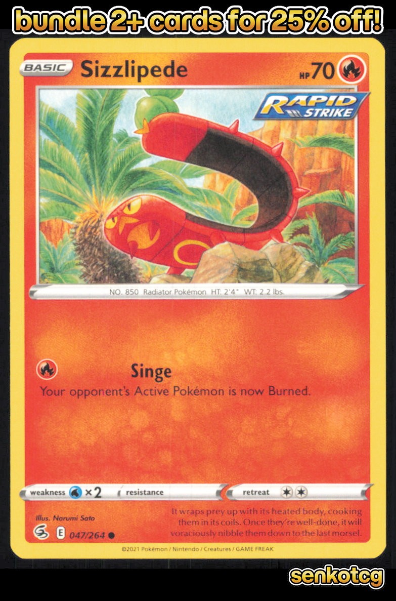 🎴 Sizzlipede 047/264 Common Fusion Strike NM