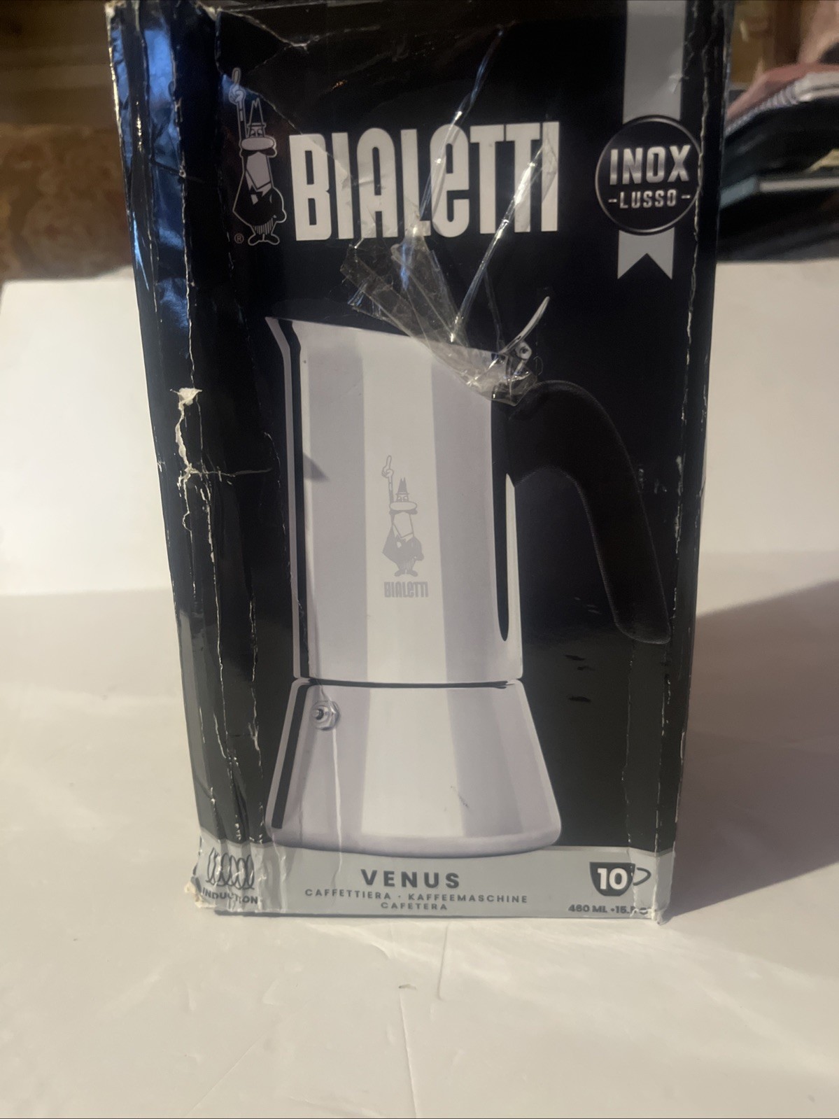 Bialetti - New Venus Induction, Stovetop Coffee Maker, 10 Cups, Silver