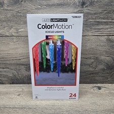 Gemmy Lightshow 24 Count ColorMotion Multicolor LED Christmas Icicle Lights NEW