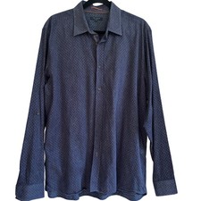Ted Baker London Mens Blue Print Button Down Long Sleeve Shirt Size 6 US XL