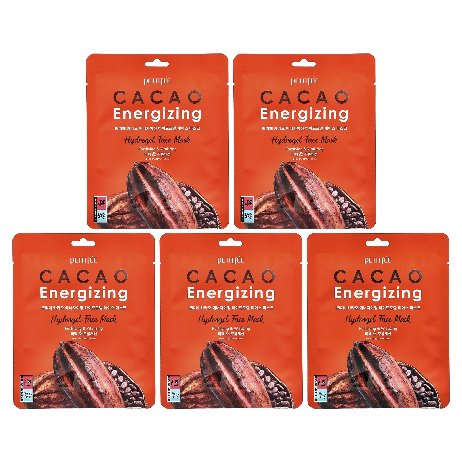 Cacao Energizing Hydrogel Face Beauty Mask 5 Pack 112 oz 32 g Each 3090₽