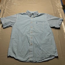 Ariat Pro Series - Men's Large Blue Plaid Button Up Short Sleeve Casual Shirt