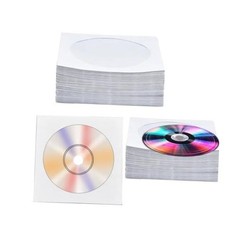 200 PCS CD DVD Sleeves White Paper 5 inch CD DVD Sleeves Envelope Holder with