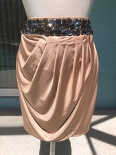 NWT Cache Gold Embellished Skirt Women s Elegant Beaded Party Formal Skirt Sz S