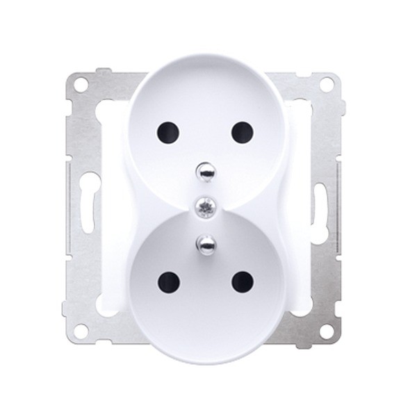 54 NATURE White Module Socket 2x Power Outlet with Shutters
