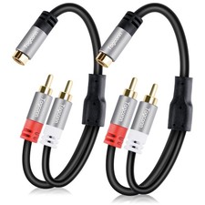 RCA Y-Adapter Splitter Cable 2Pack,1 Female to 2 Male Stereo Audio...