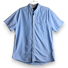 Tommy Hilfiger Men s XL Custom Fit Blue Oxford Short Sleeve Button Up Shirt