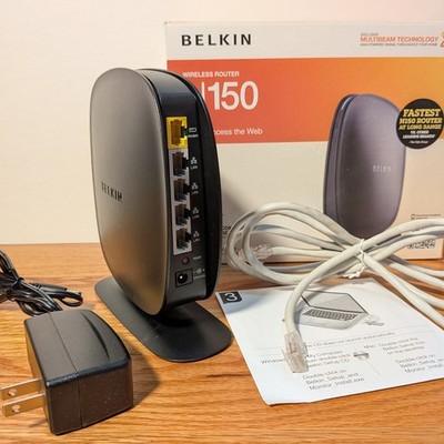 Belkin N150 WIFI Router **WORKING** Wireless/Wi-Fi N 4 Port 802.11 b/g/n +Cable