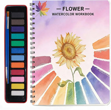 Watercolor Workbooks, Beginner Watercolor Painting Kit 12 Colors Paint Set wit