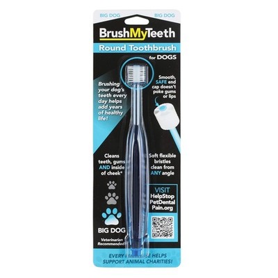 Brush My Teeth Big Dog Toothbrush, Rounded Brush Head with Soft Flexible Bris...