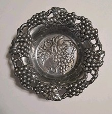 Vtg Arthur Court Grapevine 6.5" 1995 Pierced Rim Aluminum Wine Coaster / Bowl D2