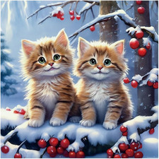 Cat Animal Diamond Painting Kits for Adults, Round Full Drill Diamond Art Kit...