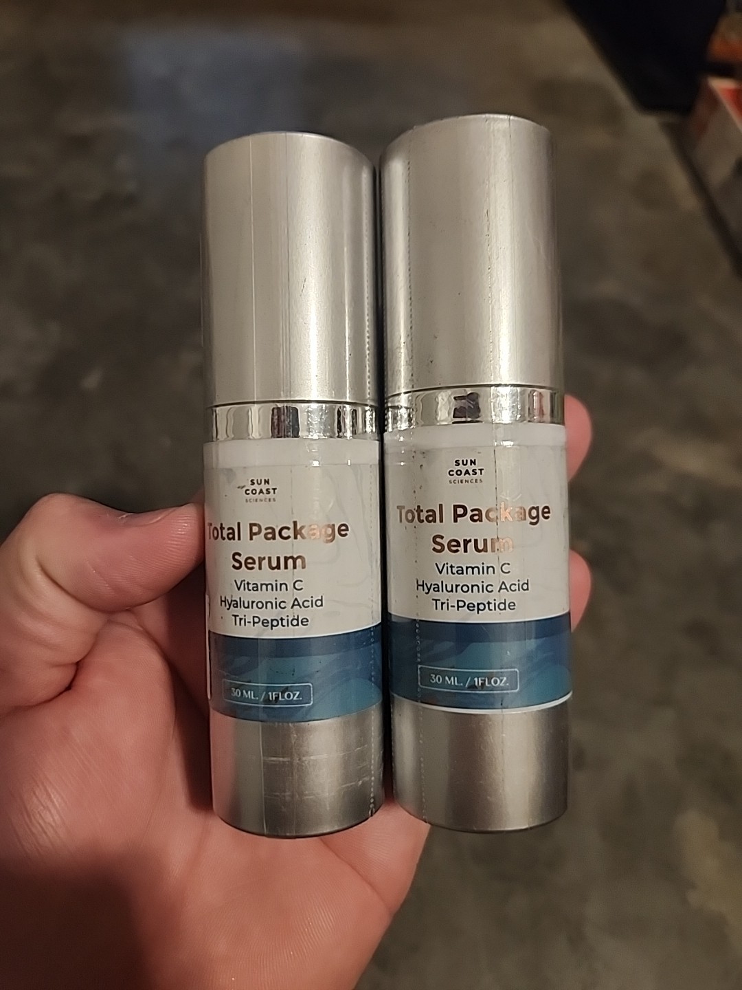 2 Sun Coast Sciences TOTAL PACKAGE SERUM 1oz Vitamin C Hyaluronic Acid NEW 7/27
