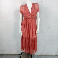 Scandal Italy Coral Colored Silk Maxi Dress One Size
