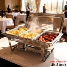 Chafing Dish Buffet Set Stainless Steel Rectangular Food Warmer 3 Compartment