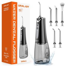 Water Dental Flosser Pick for Teeth - 300ML Portable Cordless Oral Irrigator,...