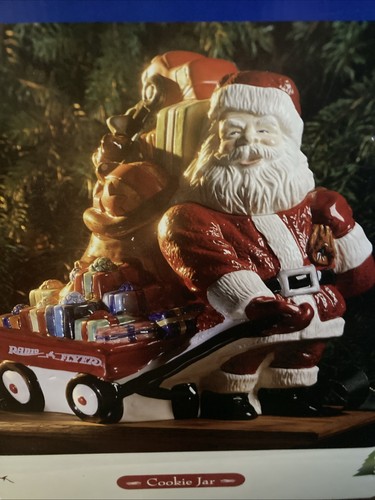 RADIO FLYER CHRISTMAS COLLECTION COOKIE JAR MODEL 115 SANTA PULLING WAGON *NEW* - Picture 15 of 16