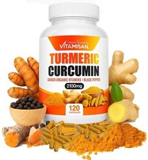 Turmeric Curcumin with Ginger and Bio pepper 2100mg Triple Strength Capsules 120