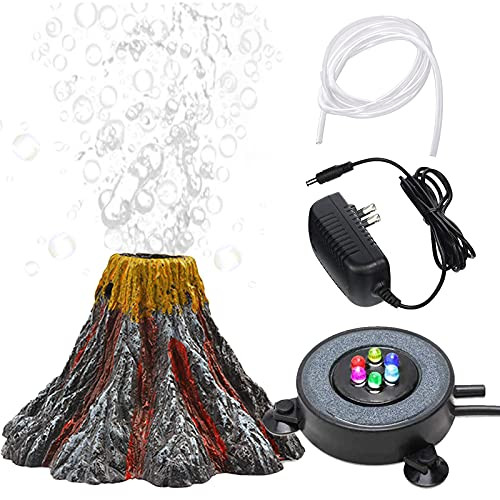 Kit volcan pour aquarium YWNYT avec bulleur LED multicolore pour décorer le bassin