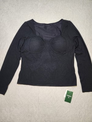 Halara XL HeatCore Sweetheart Neck Push Up Long Sleeve Casual Warming Top NWT