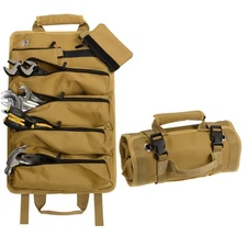 Roll Up Tool Bag 19" x 16" Detachable Pouches Multipurpose Storage Organizer