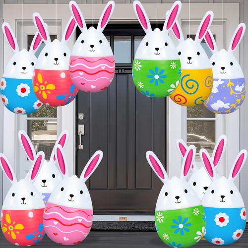 12 Pcs Inflatable Easter Eggs 16 inch Easter Decorations Outdoor Indoor Blow ...