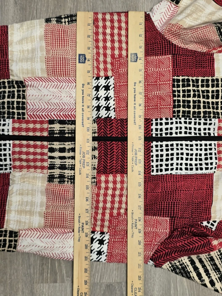Vintage Koret Sport Women's Red Palid Patchwork Bomber Jacket Petite PS - Image 3 of 4