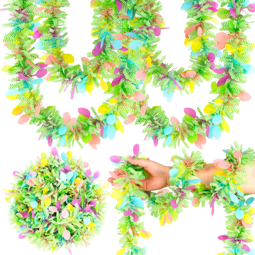 50FT Easter Tinsel Garland, Colorful Egg Tinsel Twist Garland with Confetti, Str - Picture 12 of 12