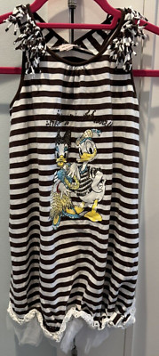 MONNALISA-GIRLS BROWN STRIPED TANK DRESS-AGE:8 YR-DONALD DUCK-EXC. USED COND!