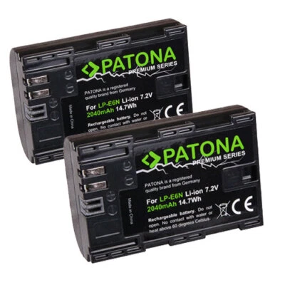 2x PATONA Premium LP-E6N LPE6N Akku für Canon XC10 EOS R LPE6 80D 7D 70D 6D 60D