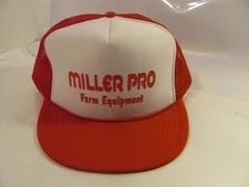 Miller Pro Hat Red Snapback Trucker Cap Farm Equipment Logo Foam Mesh Vintage