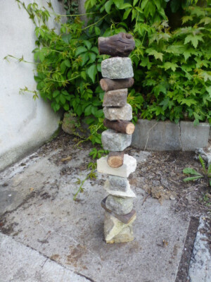 Stein Holz Stele Säule Steinstele 84 cm 11,8 Kg Steinsäule