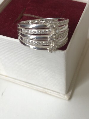 H SAMUEL Silver 925 CZ Ring SIZE Q RRP UK