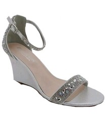 DE Blossom Collection Emma Silver Wedge Heels Size 10 Wedding Prom Bridesmaid