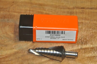 Hertel 43274604  STEP DRILL 5/16 to 1'' Hole Diam, 9 Hole Sizes, HSS-E  NEW