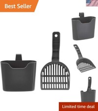 Sturdy Polypropylene Cat Litter Scoop with Convenient Holder - 5.3 Ounces