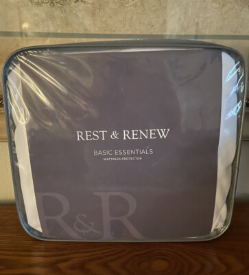 Rest & Renew Basic Essentials Mattress Protector Queen Size, White, 18 