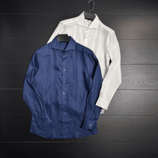 Italian Style Naples Casual 100% Linen Mens Long Sleeve Button Shirt Business sz