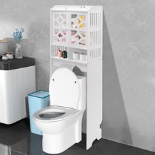 Over The Toilet Storage Cabinet, 4 Tier Bathroom Organizer with Raised Leg White