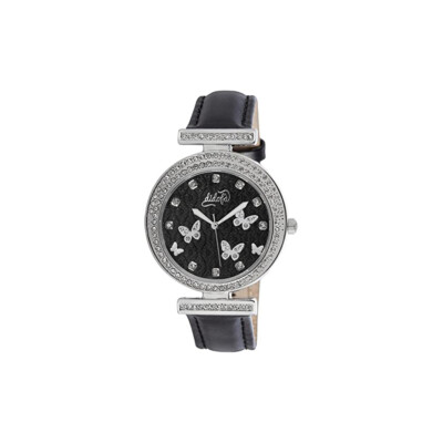 Damenuhr DIDOFA' PAPILLON DF-3012C Leder Schwarz Swarovski 3D