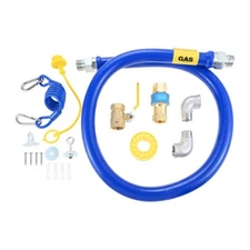 Commercial 48" Gas Hose Connector Kit With 3/4" Quick Disconnect Full Port Valve