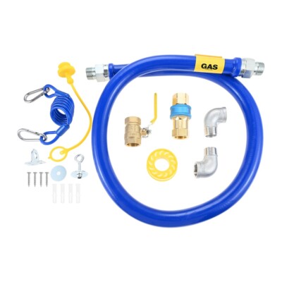 Commercial 48'' Gas Hose Connector Kit With 3/4'' Quick Disconnect Full Port Valve