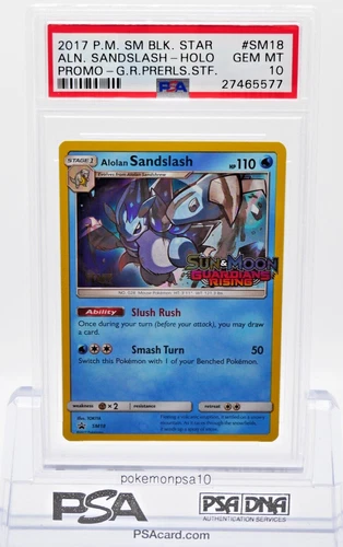 PSA 10 ALOLAN SANDSLASH STAFF PRERELEASE #SM18 POKEMON S&M PROMO LOW POP - 7