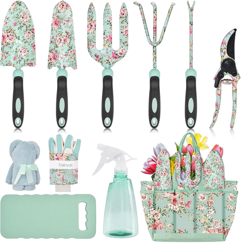 Garden Tools Set, 11 Pcs Heavy Duty Floral Gardening Tools Kit with Non-Slip Ru