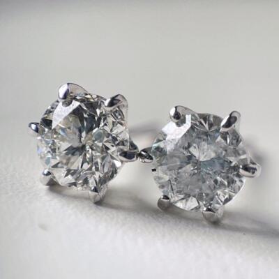 K18 WG Diamond Total 2.032ct Stud Earrings Made in Japan | eBay