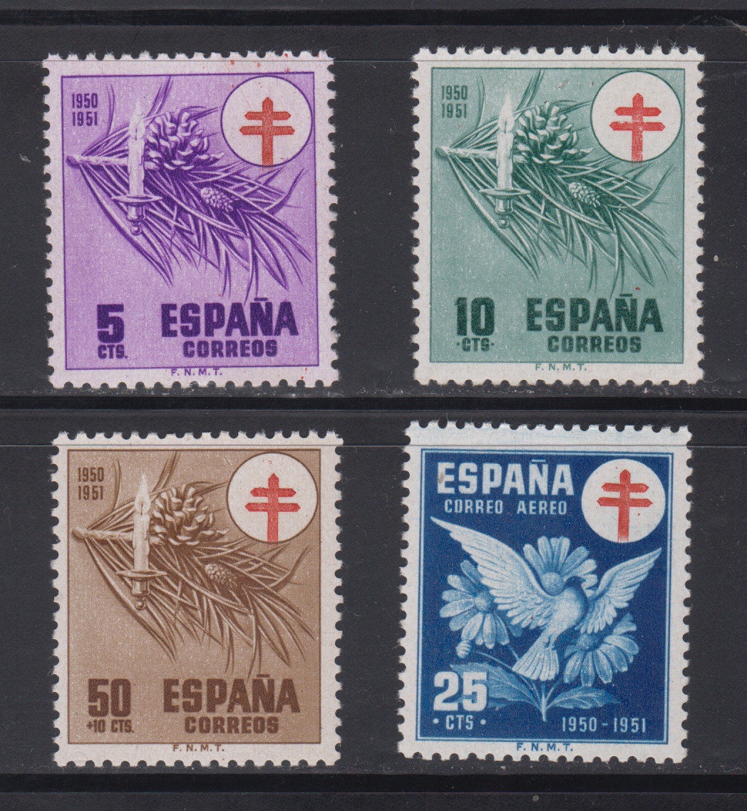 ESPAÑA 1950 SPAIN NUEVO MINT MNH EDIFIL 1084-1087 SCOTT RA30-RA31,RAB3,RAC11