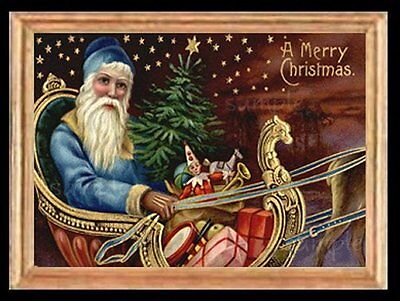 Victorian Christmas Santa Sleigh Miniature Dollhouse Picture