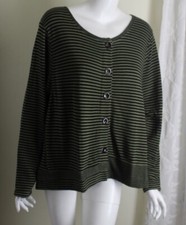 Nwt Habitat Sz Xl Green Black Artsy Funky Cardigan Jacket Topper Blouse Top