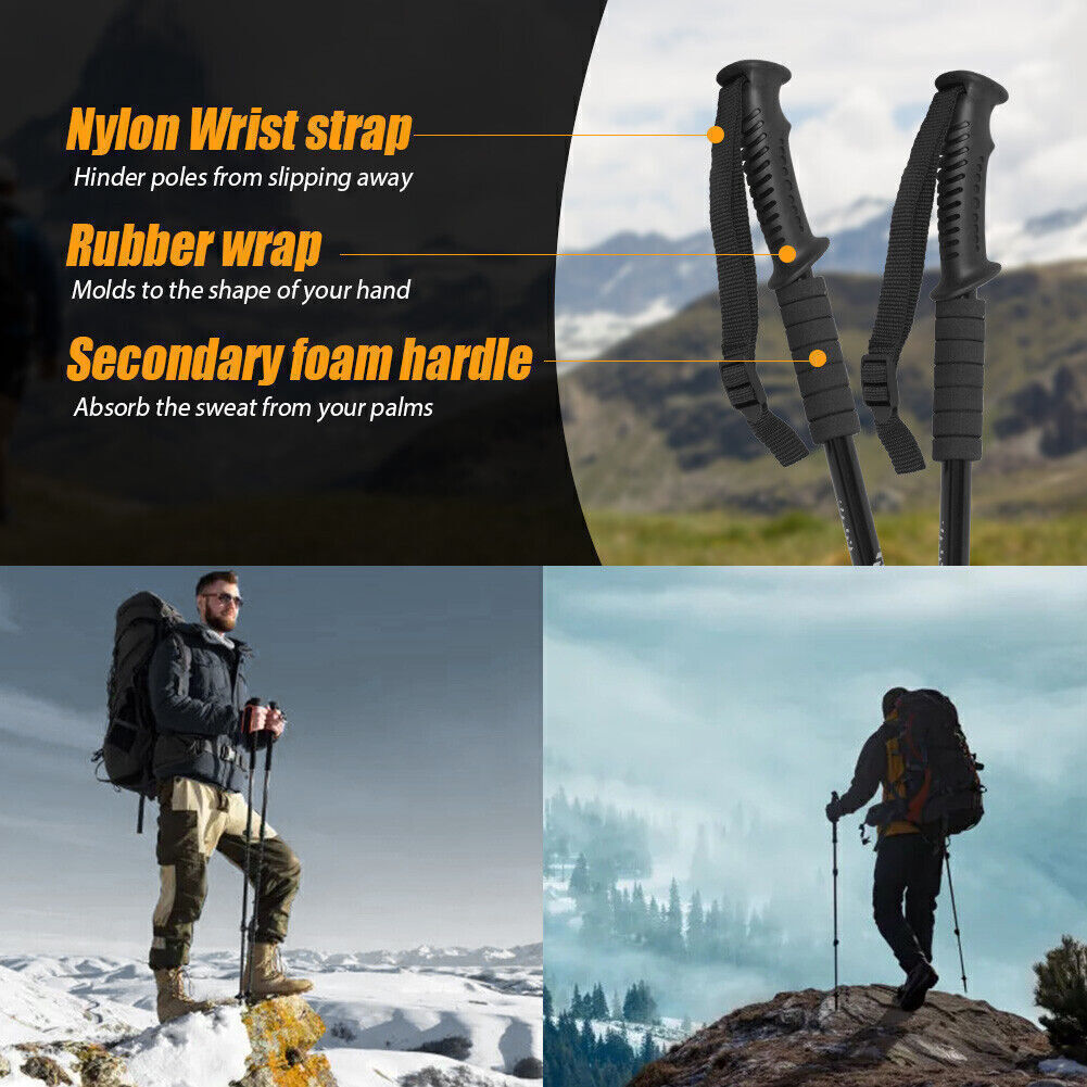 1 Pair Telescopic Walking Poles Sticks Extending Adjustable Antishock Hiking UK eBay