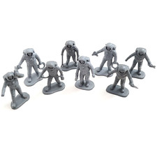 Vintage Plastic Gray Astronaut Lot Of 8 Action Toy Soliders Figures Spacemen